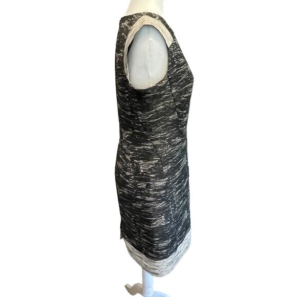 Lafayette 148 New York Size 6 Zelina Black Tan Sleeveless V Neck Sheath Dress - Picture 3 of 7